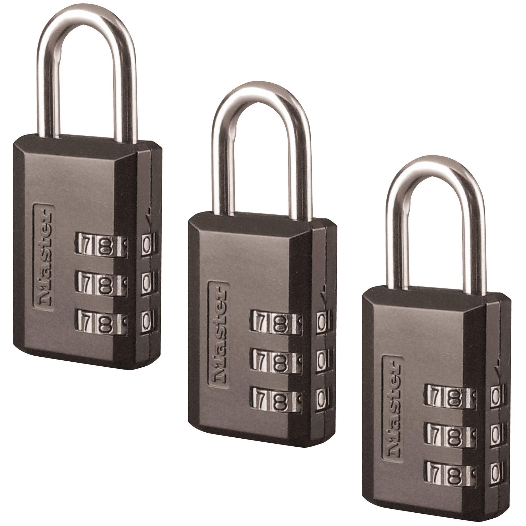 MASTER LOCK 7/8" Shackle Black Body 3 Dial Combination Padlock