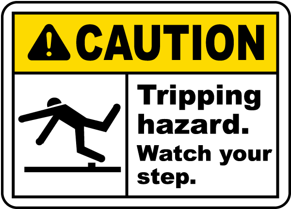 Caution Sign for Trip, Slip, and Pinch Hazards (Czech)
