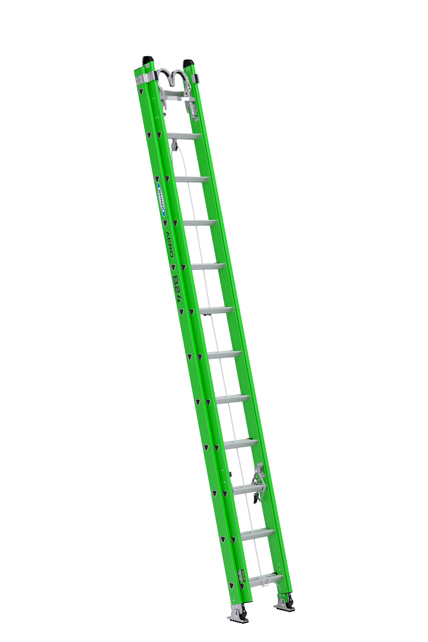 25 Step Green Fiberglass Werner Extension Ladder