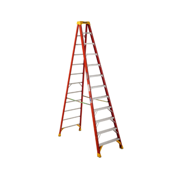 12-Step Orange Fiberglass Werner Type 1A Twin Ladder