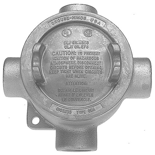 High-durability conduit outlet box with GUAX 1/2-inch NPT threading