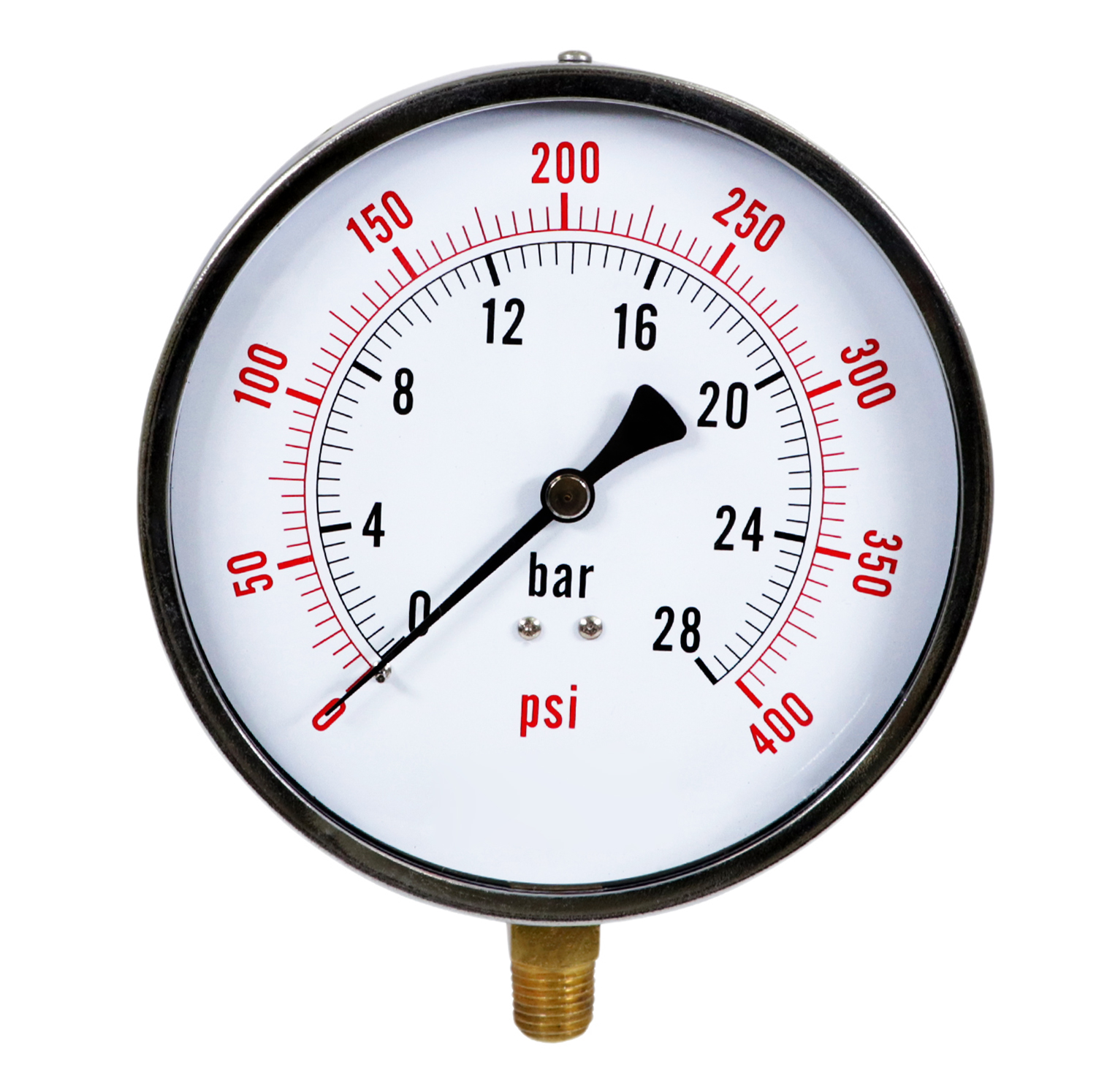 Pressure Gauge 4 1/2 Inch Face Size 0-400 PSI/KPA