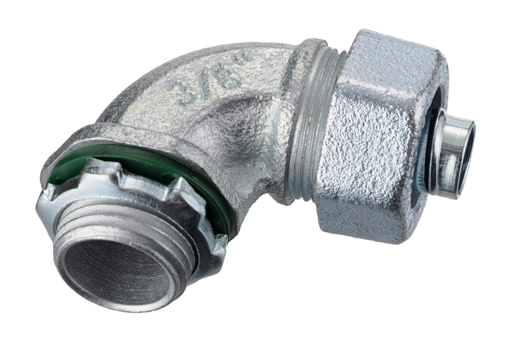 90-degree zinc electroplated malleable iron conduit connector