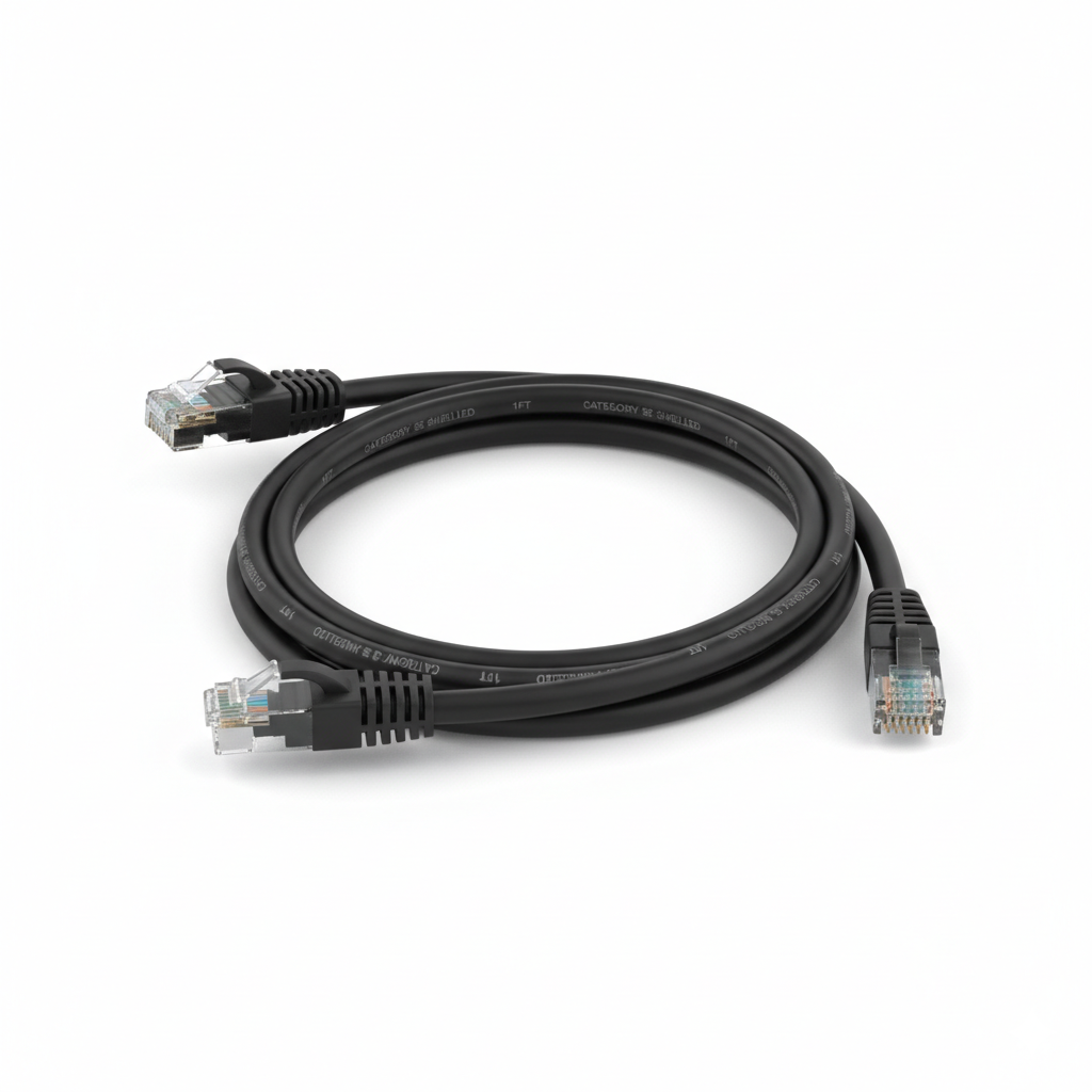5E Black Shielded  Ethernet Cable