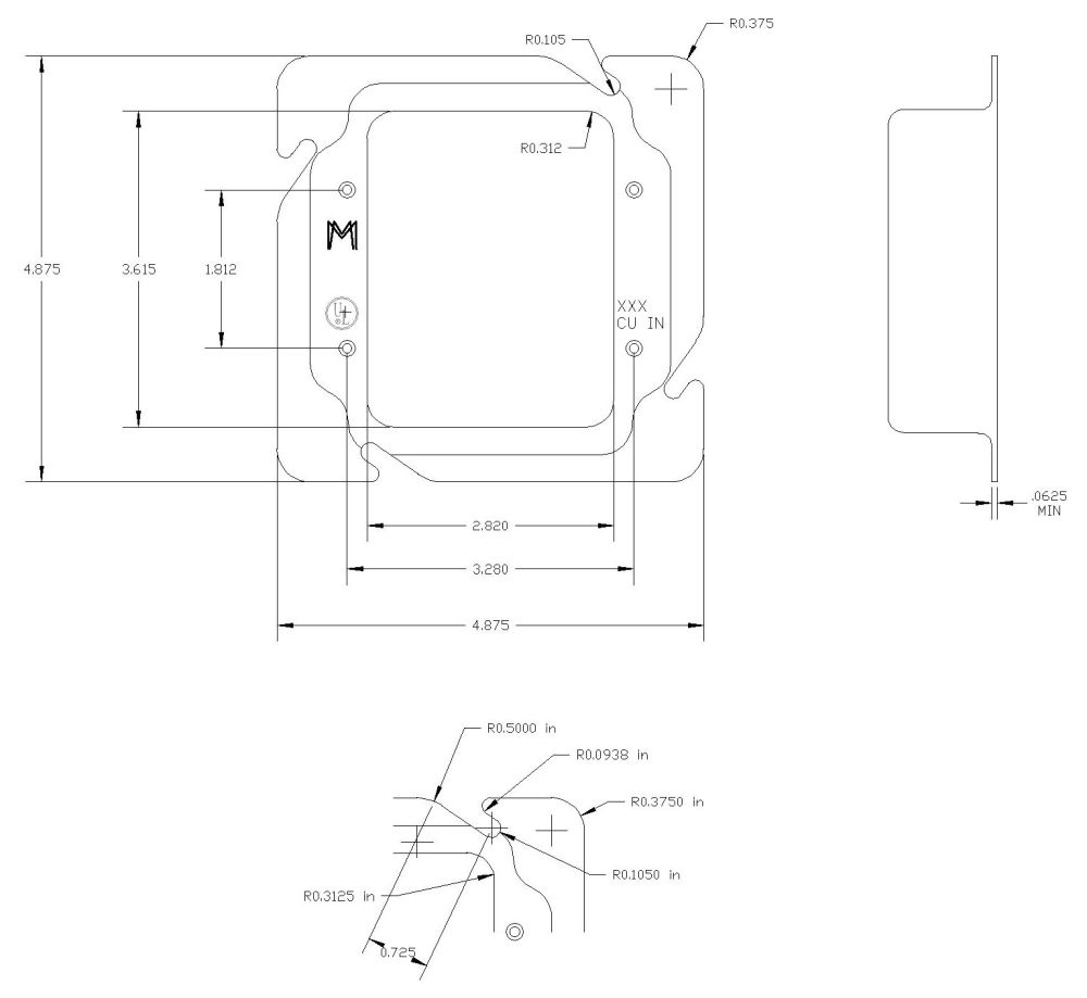 1Device Raised Square Box Cover Mulberry Square Box 326