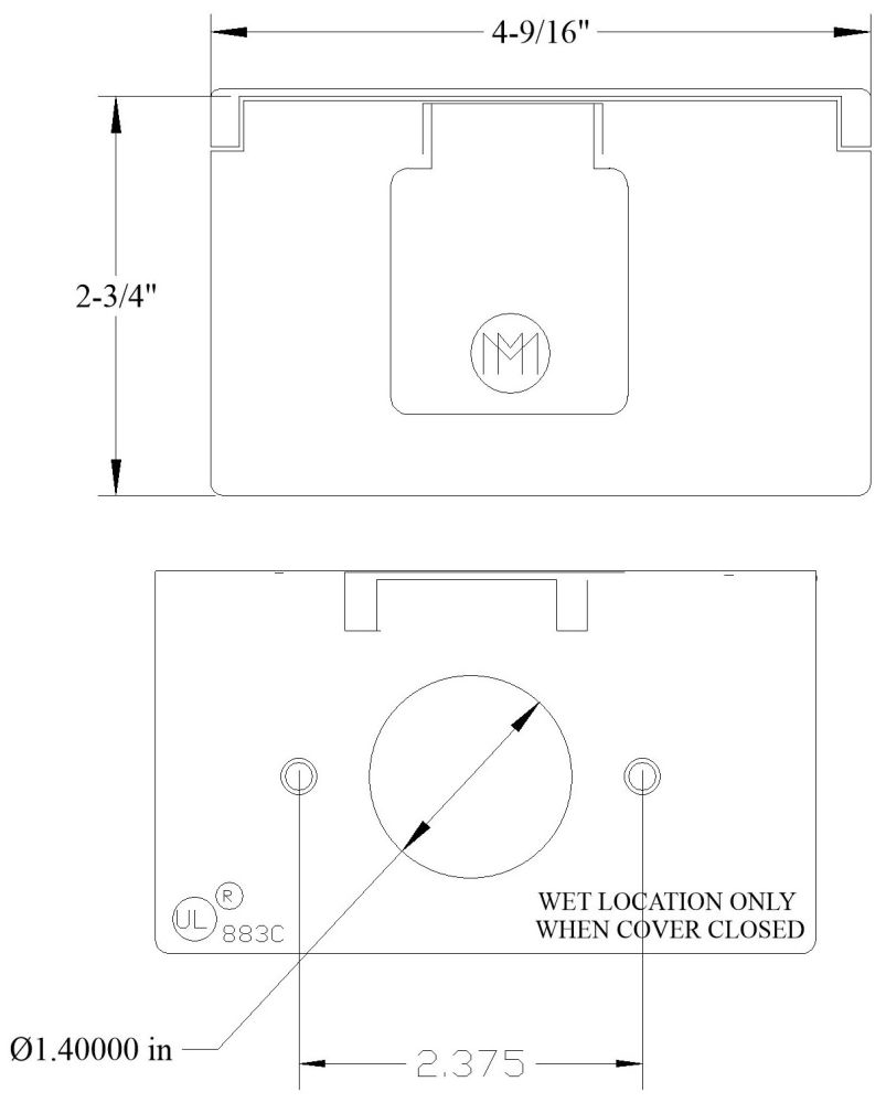 Self-Closing Weatherproof Electric Box Cover Single Receptacle Cover, Horizontal Mounting