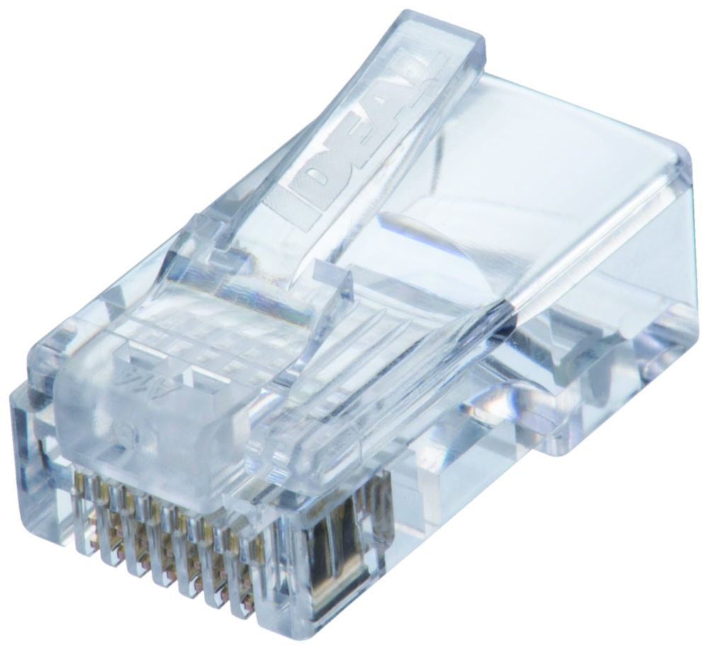 8-Postion 8-Contact RJ45 Feed-Thru Modular Plug 25 Per Card Standard